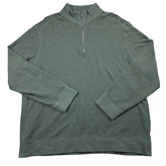 Banana Republic Other - Banana Republic Mens XXL Quarter Zip Pullover Sweater Dark Green Ribbed Texture